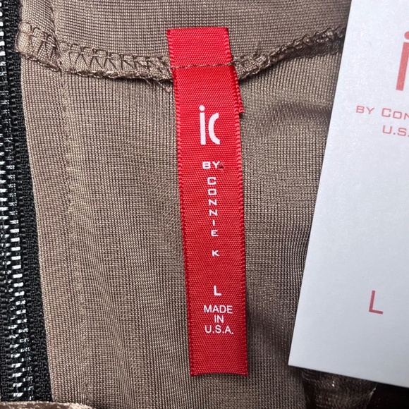 IC By Connie K Collection Brown Black Crushed Velvet Asymmetric Tunic Top L NWT - Picture 8 of 12